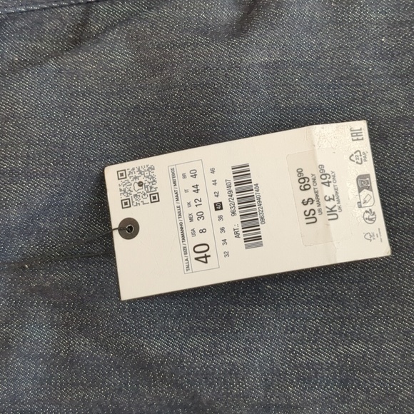 Zara Relaxed Fit Wide Leg Dark Wash Trouser Denim Jean Tailored Pants Sz 40/US 8 - Picture 12 of 16